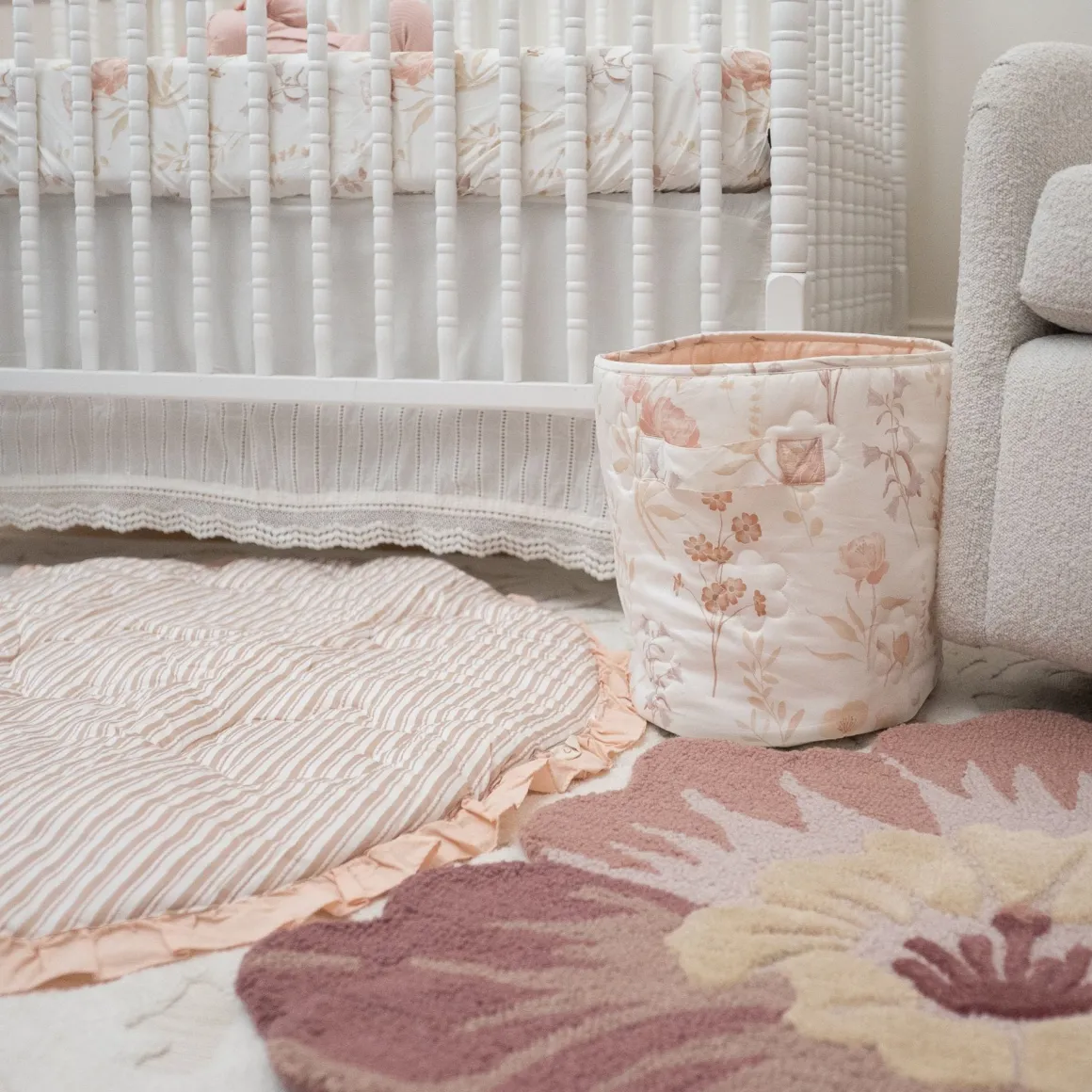 Crane Baby Violet Quilted Nursery Storage Bin