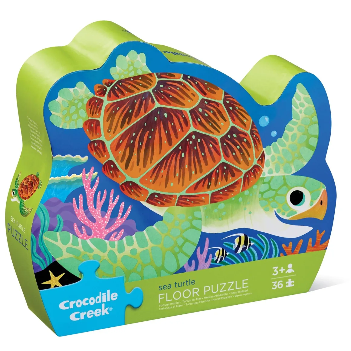 Crocodile Creek 36-Pc Foil Shaped Box Puzzle - Sea Turtle