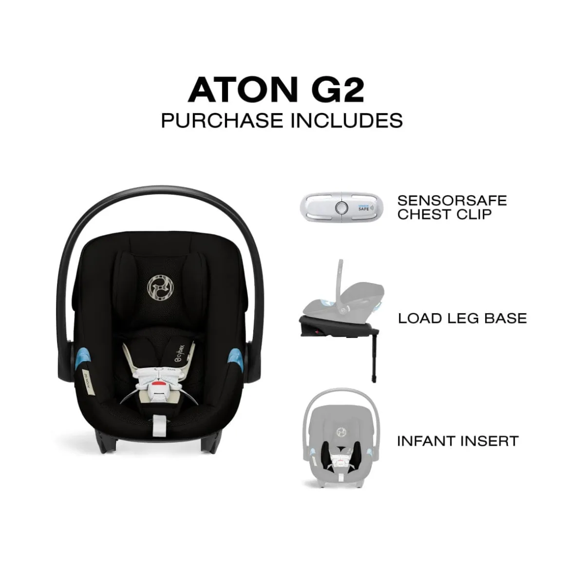 Cybex Aton G2 Infant Car Seat with Load Leg Base - Moon Black