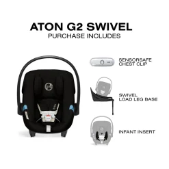 Cybex Aton G2 Swivel Infant Car Seat with Load Leg Base - Moon Black