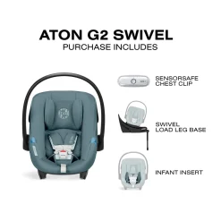 Cybex Aton G2 Swivel Infant Car Seat with Load Leg Base - Stormy Blue