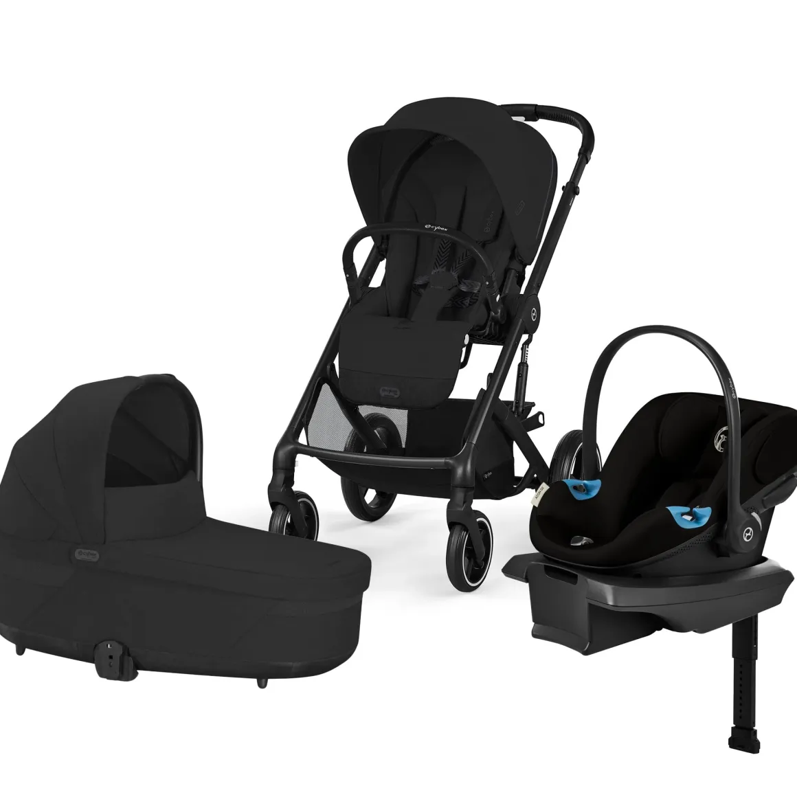 Cybex Balios S Lux + Cot + Aton G2 Travel System Bundle - Moon Black
