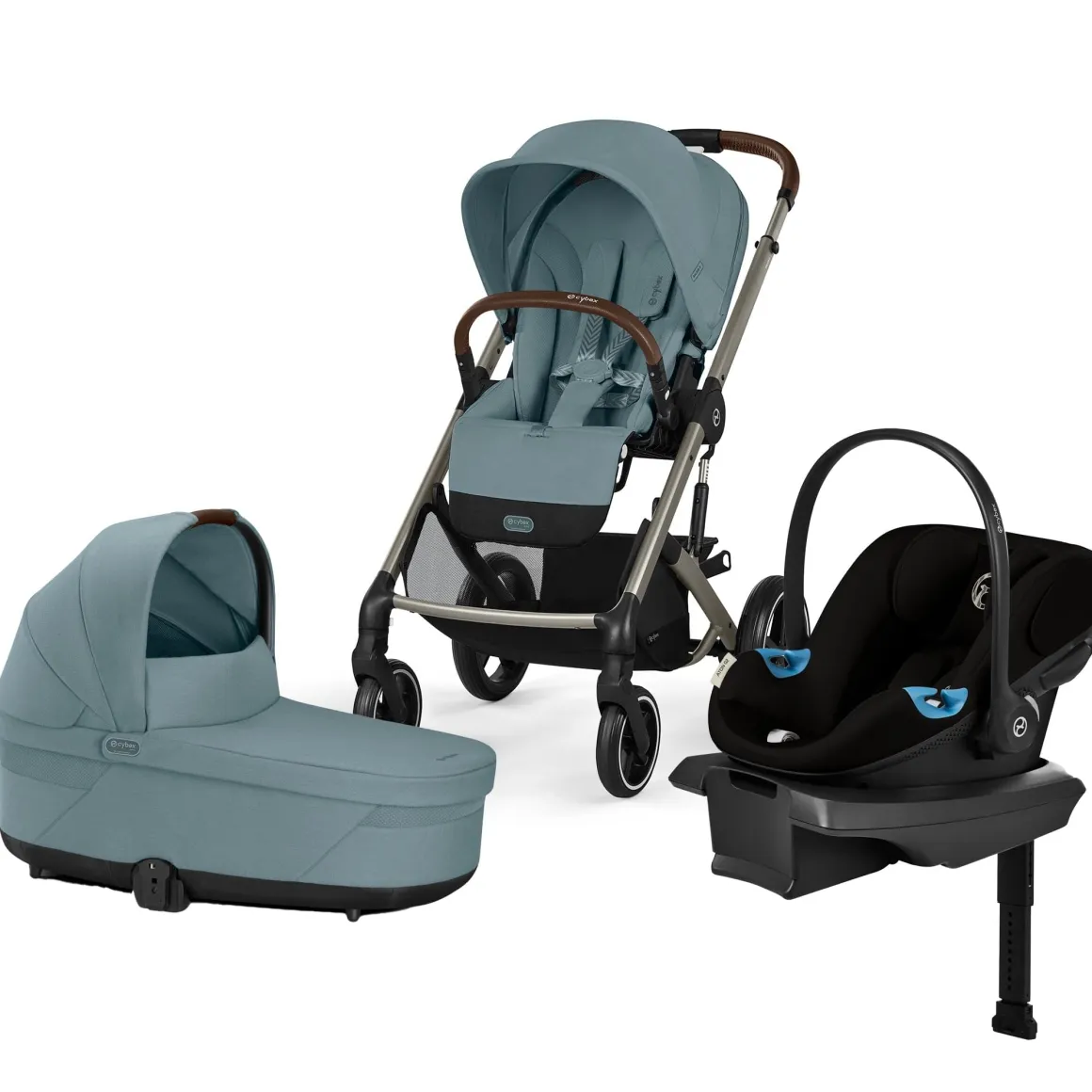 Cybex Balios S Lux + Cot + Aton G2 Travel System Bundle - Stormy Blue / Moon Black