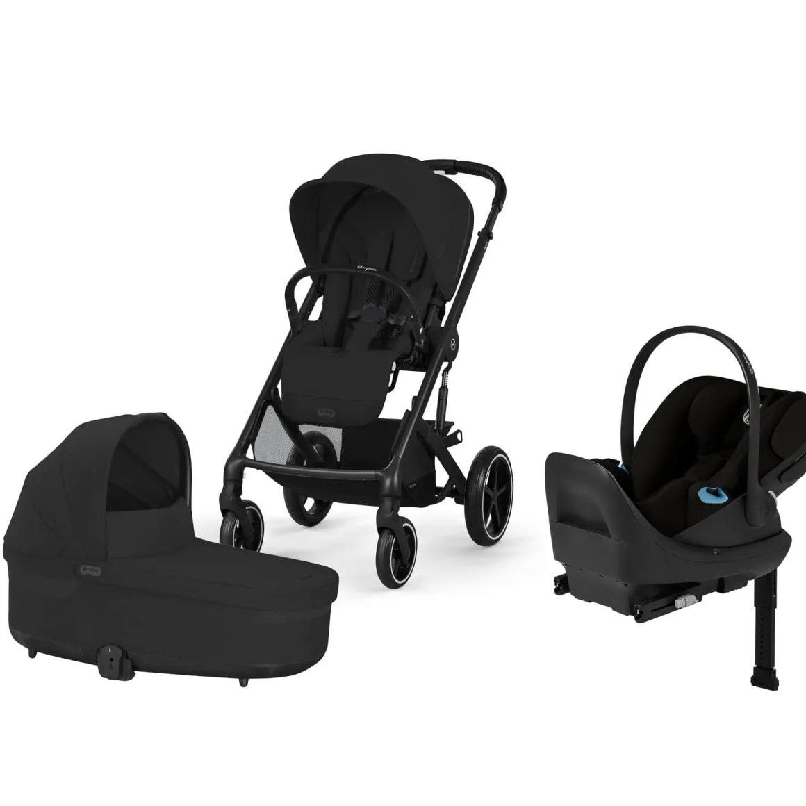 Cybex Balios S Lux + Cot + Cloud G Pro Travel System Bundle - Moon Black