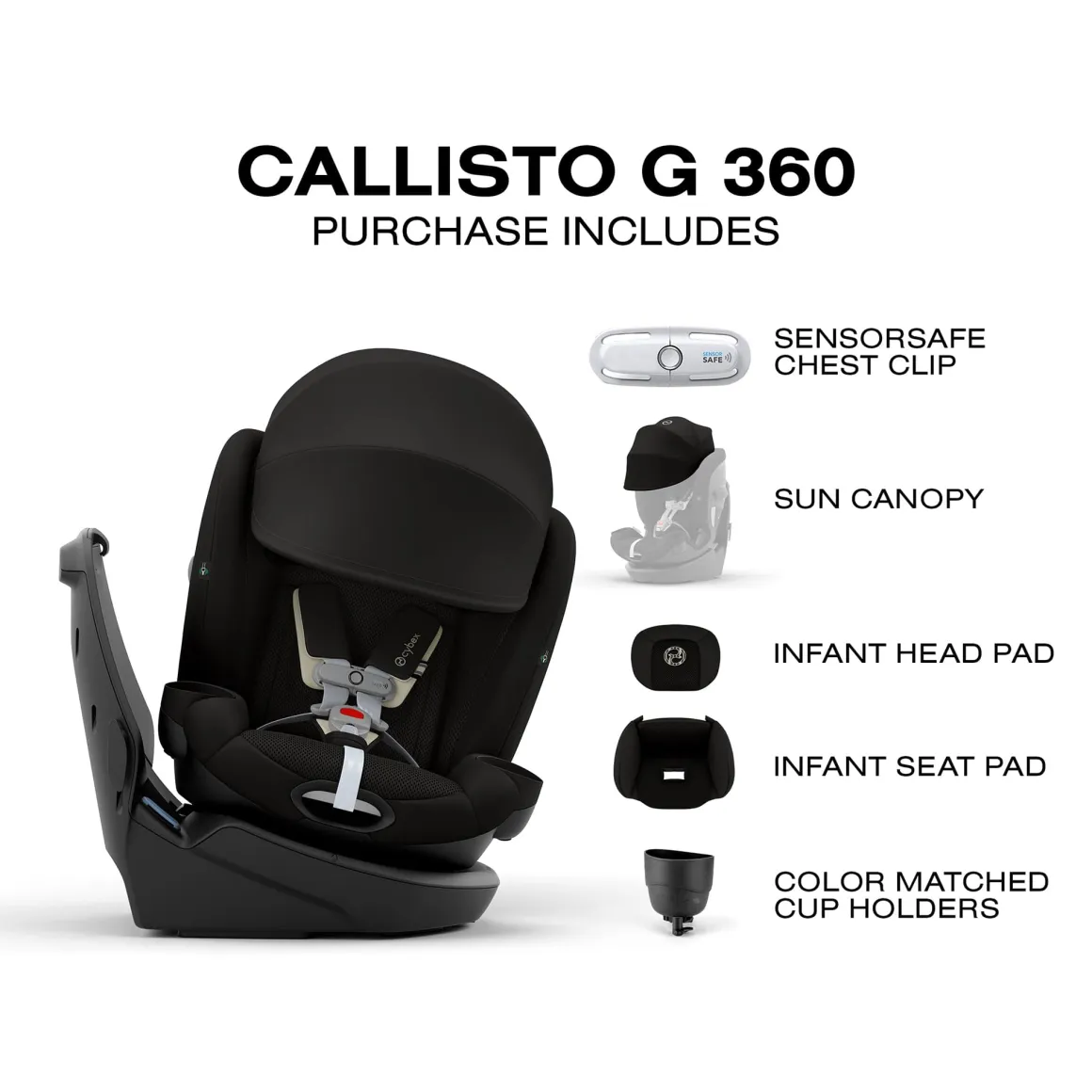Cybex Callisto G 360 Rotating All-in-One Convertible Car Seat - Moon Black