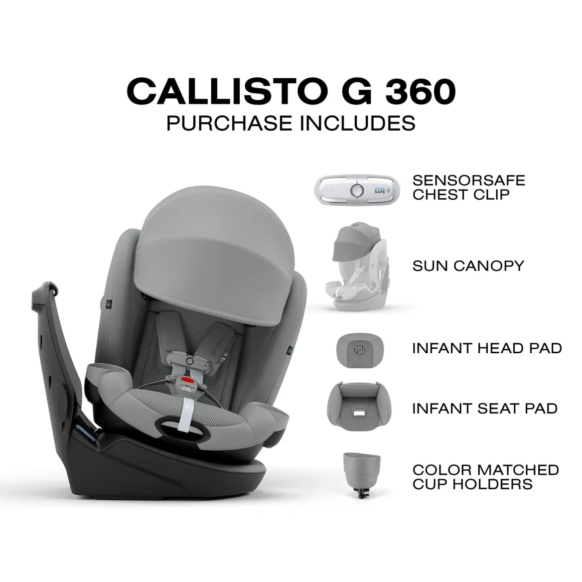 Cybex Callisto G 360 Rotating All-in-One Convertible Car Seat - Stone Grey