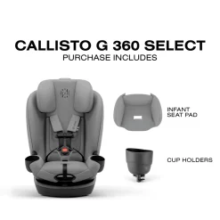 Cybex Callisto G 360 SELECT Rotating All-in-One Convertible Car Seat + Canopy Bundle - Grey