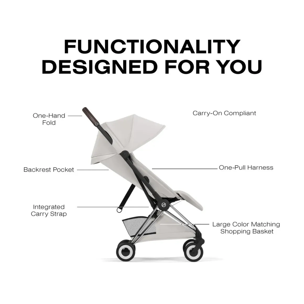 Cybex Coya Stroller (2026) - Style Collection - Chrome Frame / City Grey Lux Seat