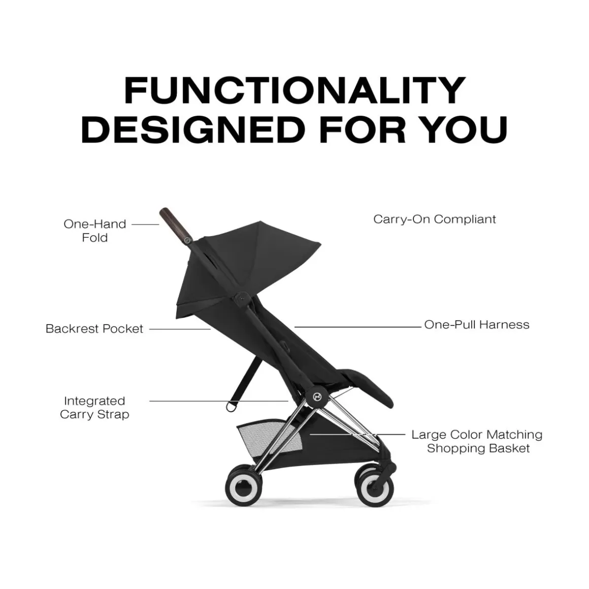 Cybex Coya Stroller (2026) - Style Collection - Chrome Frame / Sepia Black Lux Seat