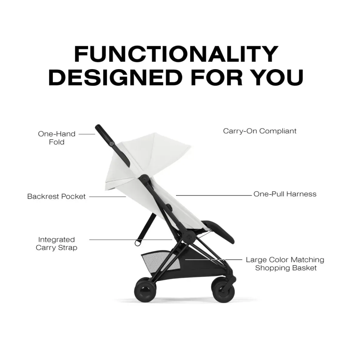 Cybex Coya Stroller (2026) - Style Collection - Matte Black Frame / Off White Lux Seat