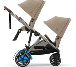 Cybex eGazelle S Electronic Assist Double Stroller Bundle - Taupe Frame / Almond Beige