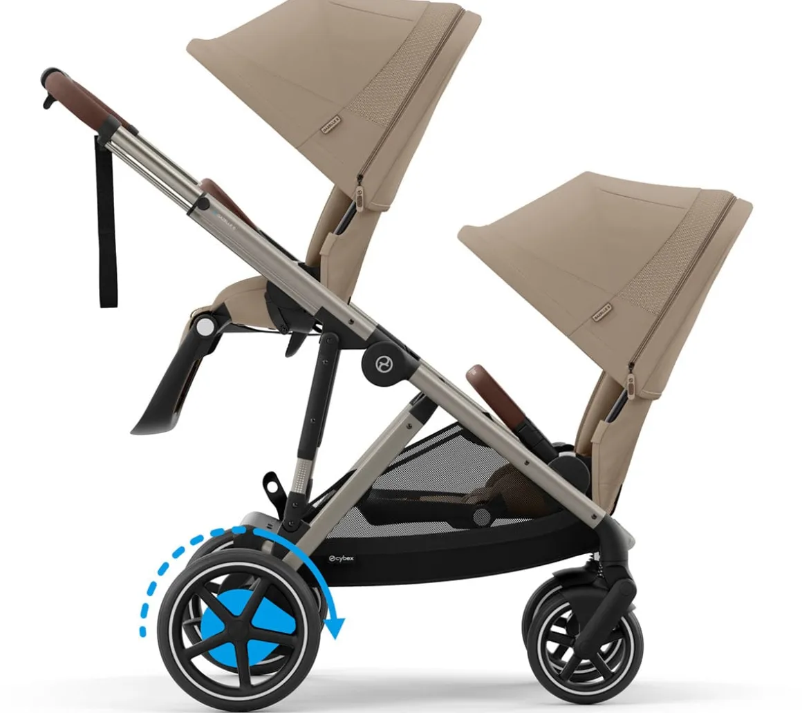 Cybex eGazelle S Electronic Assist Double Stroller Bundle - Taupe Frame / Almond Beige