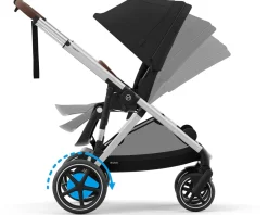 Cybex eGazelle S Electronic Assist Double Stroller Bundle - Taupe Frame / Stormy Blue