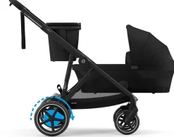 Cybex eGazelle S Electronic Assist Stroller + Gazelle S 2 Cot Bundle - Silver Frame / Moon Black