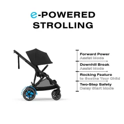 Cybex eGazelle S Electronic Assist Stroller + Gazelle S 2 Cot Bundle - Silver Frame / Stone Grey