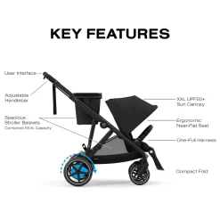 Cybex eGazelle S Electronic Assist Stroller - Black Frame / Moon Black