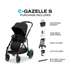 Cybex eGazelle S Electronic Assist Stroller - Black Frame / Moon Black