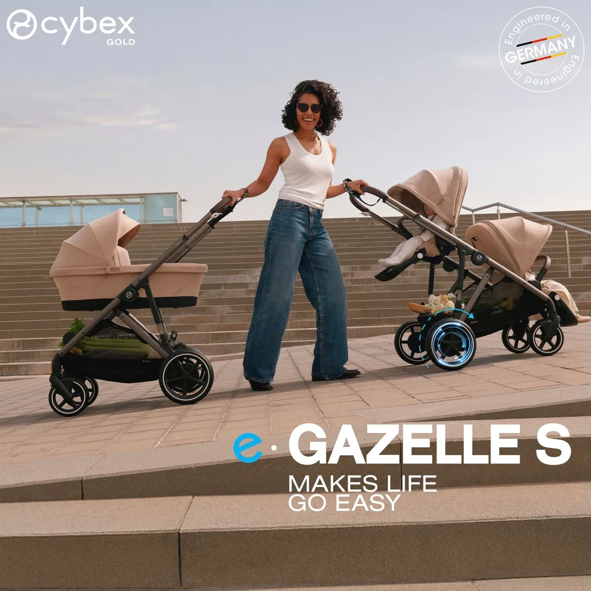 Cybex eGazelle S Electronic Assist Stroller - Silver Frame / Ocean Blue