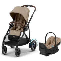 Cybex eGazelle S Stroller + Cloud G Pro Travel System Bundle - Black Frame / Almond Beige