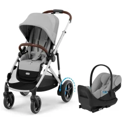 Cybex eGazelle S Stroller + Cloud G Pro Travel System Bundle - Silver Frame / Stone Grey