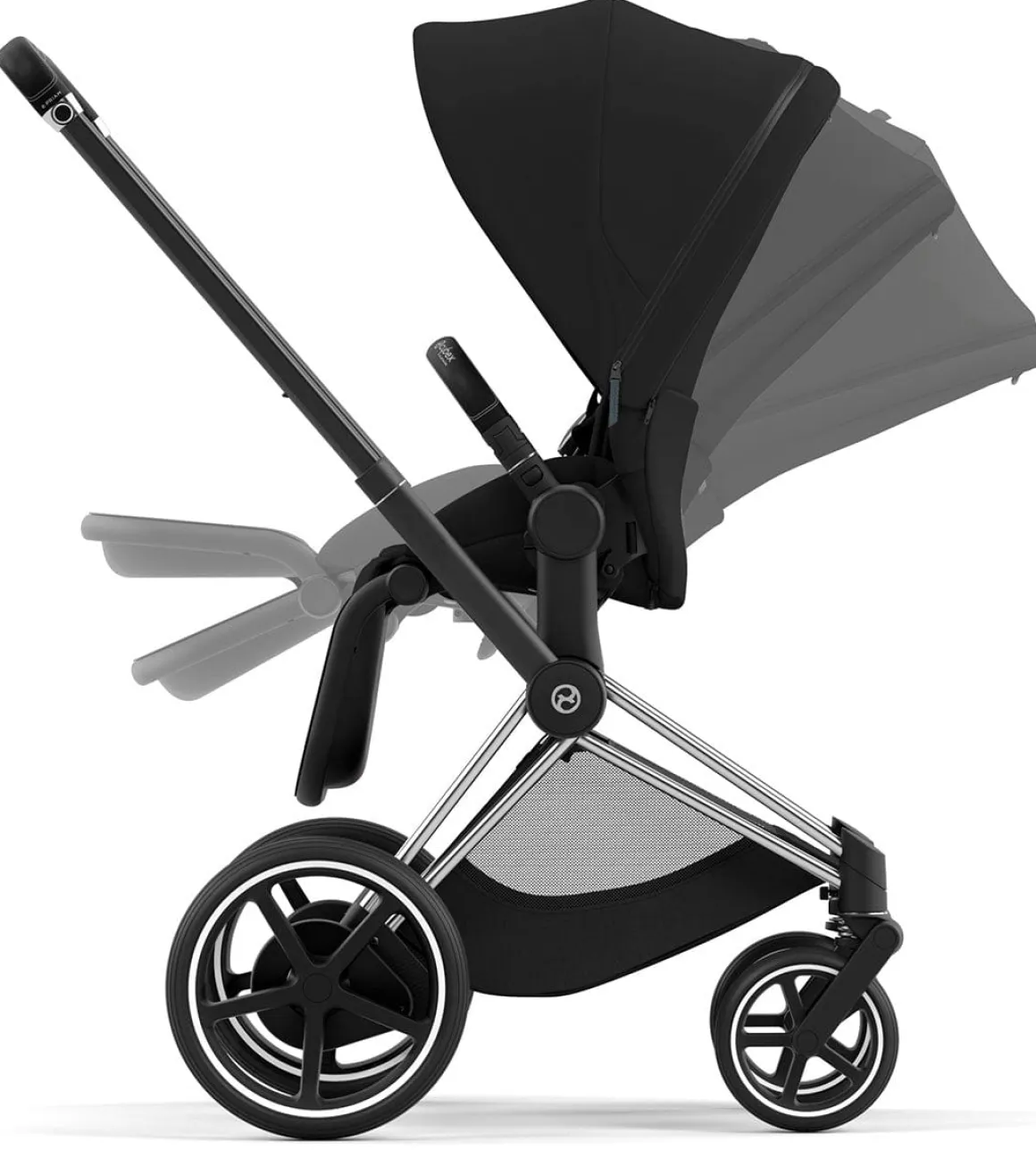 Cybex ePriam 2 Electronic Assist Stroller (One Box) - Chrome / Black / Deep Black