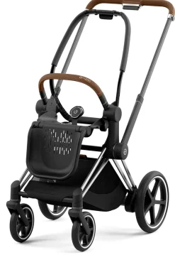 Cybex ePriam 2 Electronic Assist Stroller Frame - Chrome / Brown