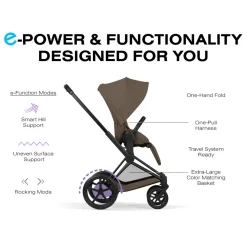 Cybex e-Priam Stroller (2026) - Matte Black Frame / Coconut Brown Lux Seat