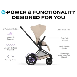 Cybex e-Priam Stroller (2026) - Matte Black Frame / Cozy Beige Lux Seat