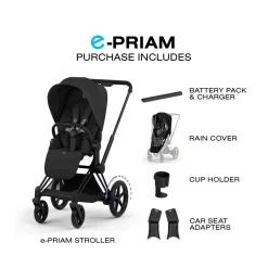 Cybex e-Priam Stroller (2026) - Matte Black Frame / Sepia Black Lux Seat