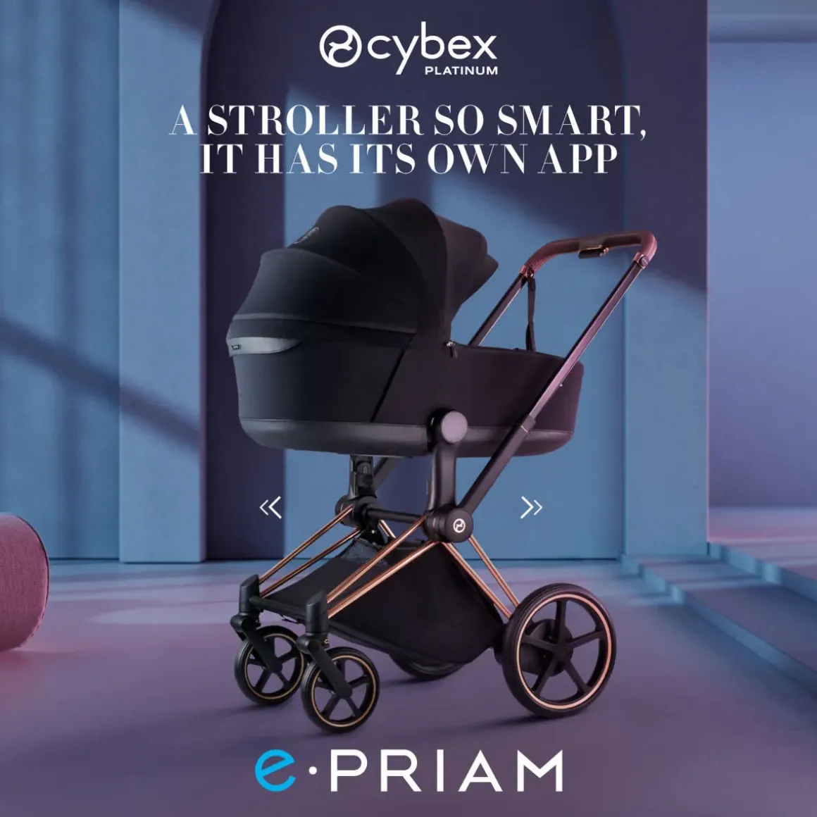 Cybex e-Priam Stroller (2026) - Rose Gold Frame / Sepia Black Lux Seat