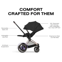 Cybex e-Priam Stroller (2026) - Rose Gold Frame / Sepia Black Lux Seat