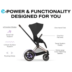 Cybex e-Priam Stroller (2026) - Rose Gold Frame / Sepia Black Lux Seat