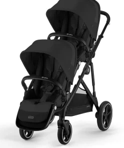 Cybex Gazelle S 2 Double Stroller Bundle - Black Frame / Moon Black