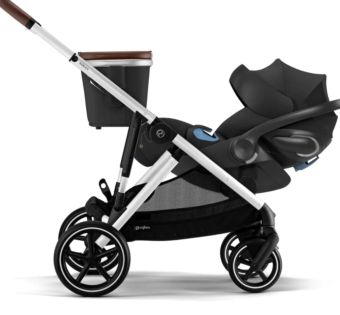 Cybex Gazelle S 2 Double Stroller Bundle - Silver Frame / Ocean Blue