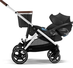 Cybex Gazelle S 2 Single-to-Double Stroller + Cot Bundle - Black Frame / Moon Black