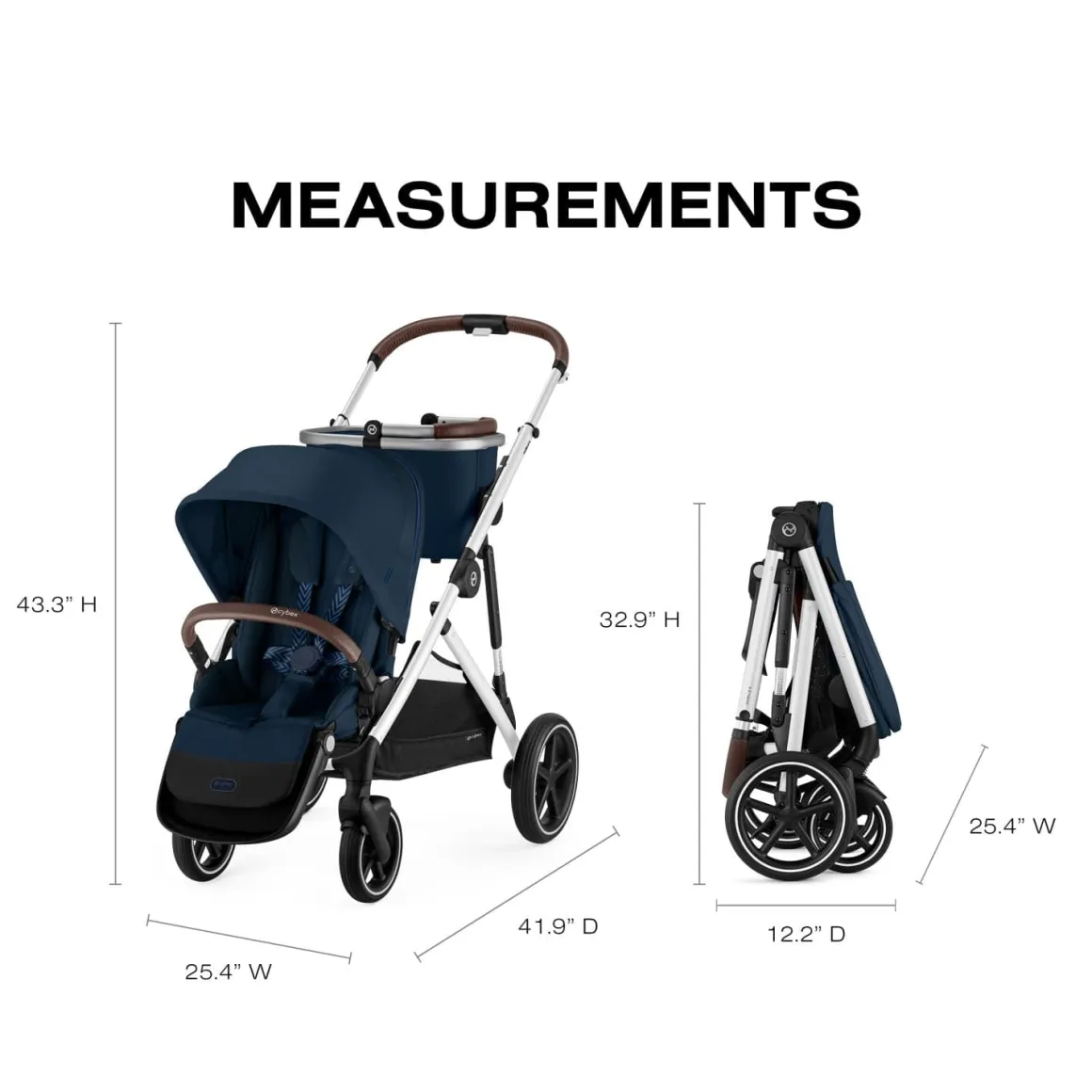 Cybex Gazelle S Single-to-Double Stroller - Silver Frame / Ocean Blue