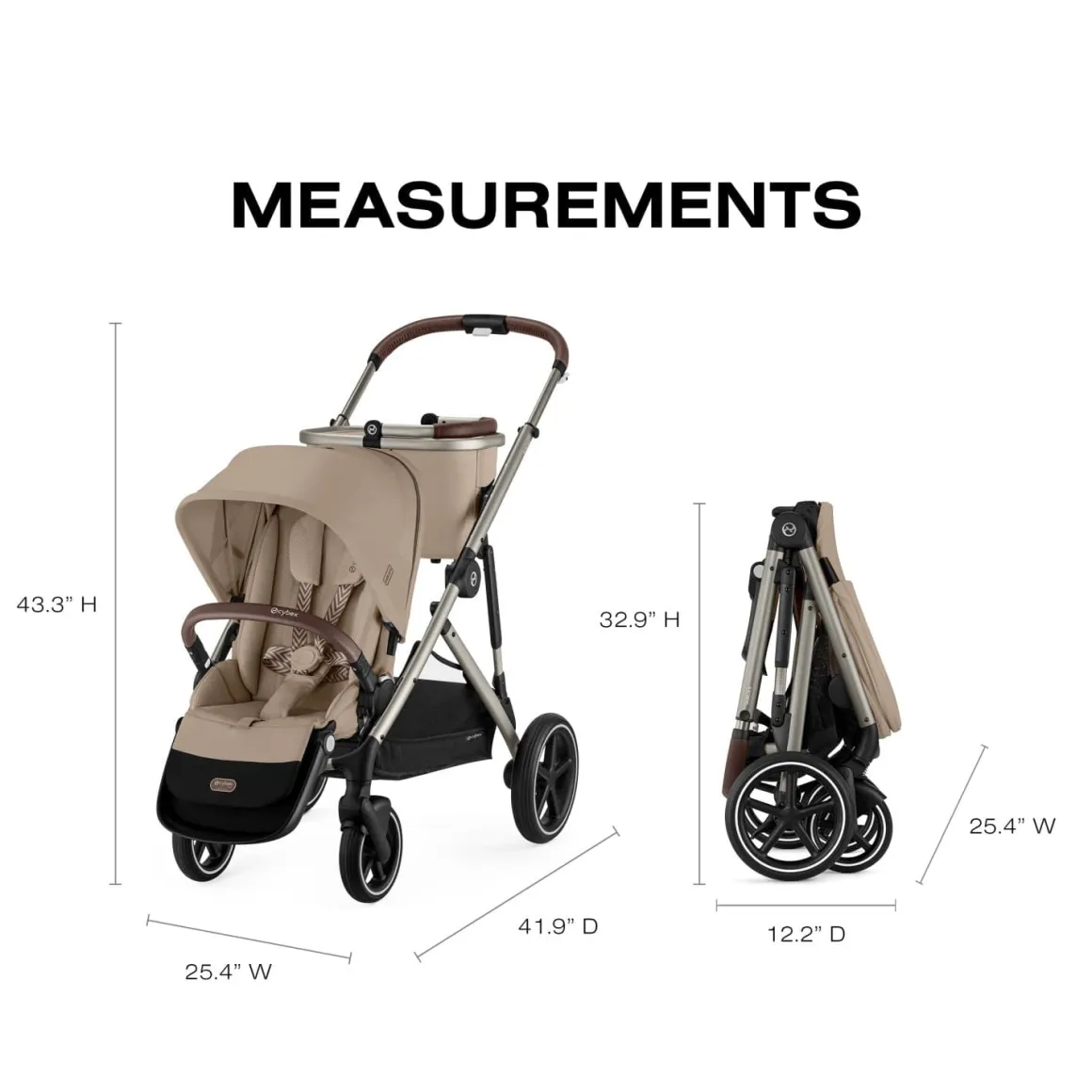 Cybex Gazelle S Single-to-Double Stroller - Taupe Frame / Almond Beige