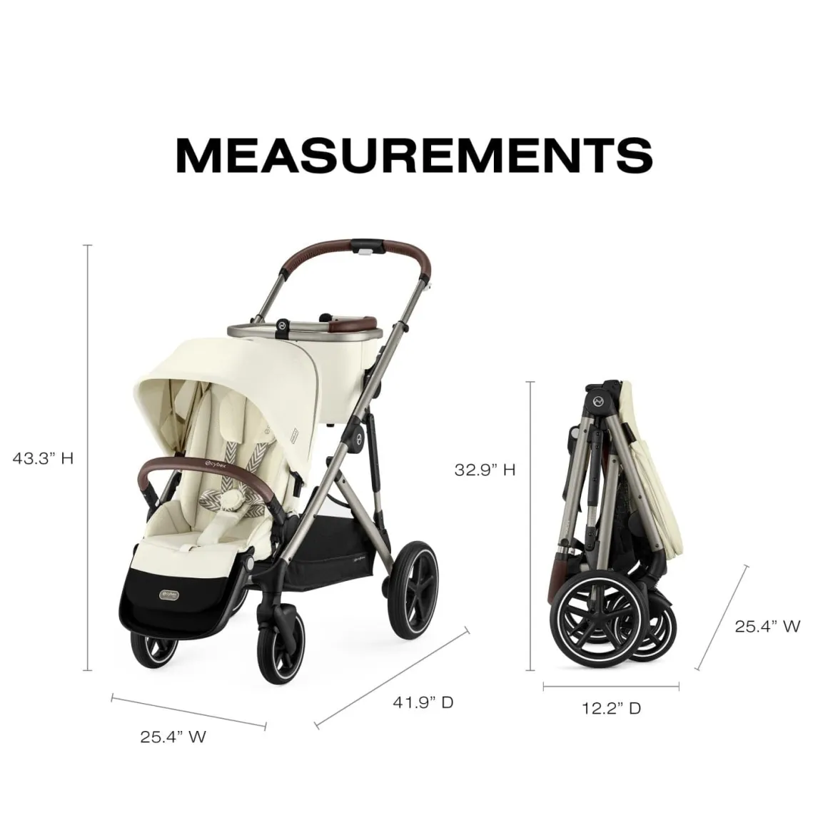 Cybex Gazelle S Single-to-Double Stroller - Taupe Frame / Seashell Beige