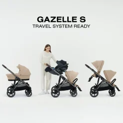Cybex Gazelle S Single-to-Double Stroller - Taupe Frame / Seashell Beige