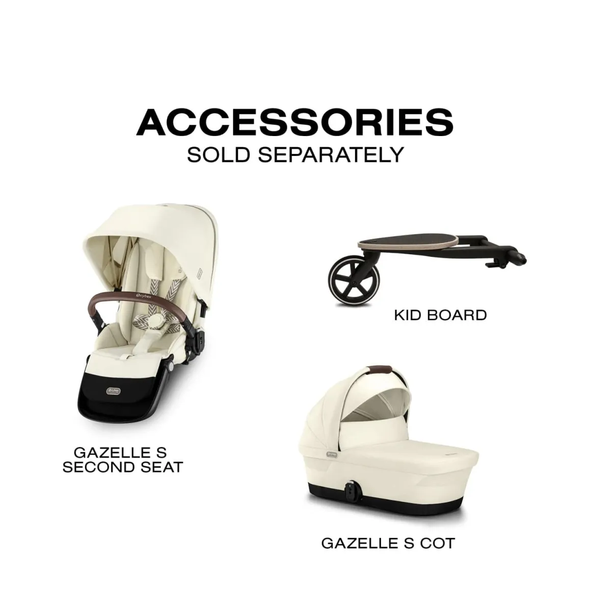 Cybex Gazelle S Single-to-Double Stroller - Taupe Frame / Seashell Beige
