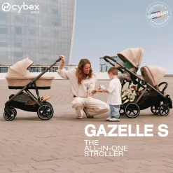 Cybex Gazelle S Single-to-Double Stroller - Taupe Frame / Sky Blue