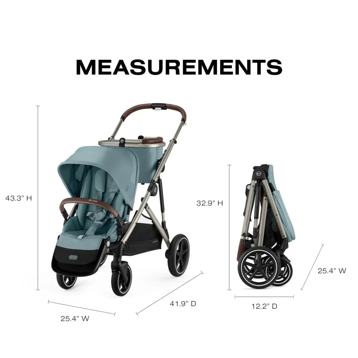 Cybex Gazelle S Single-to-Double Stroller - Taupe Frame / Sky Blue
