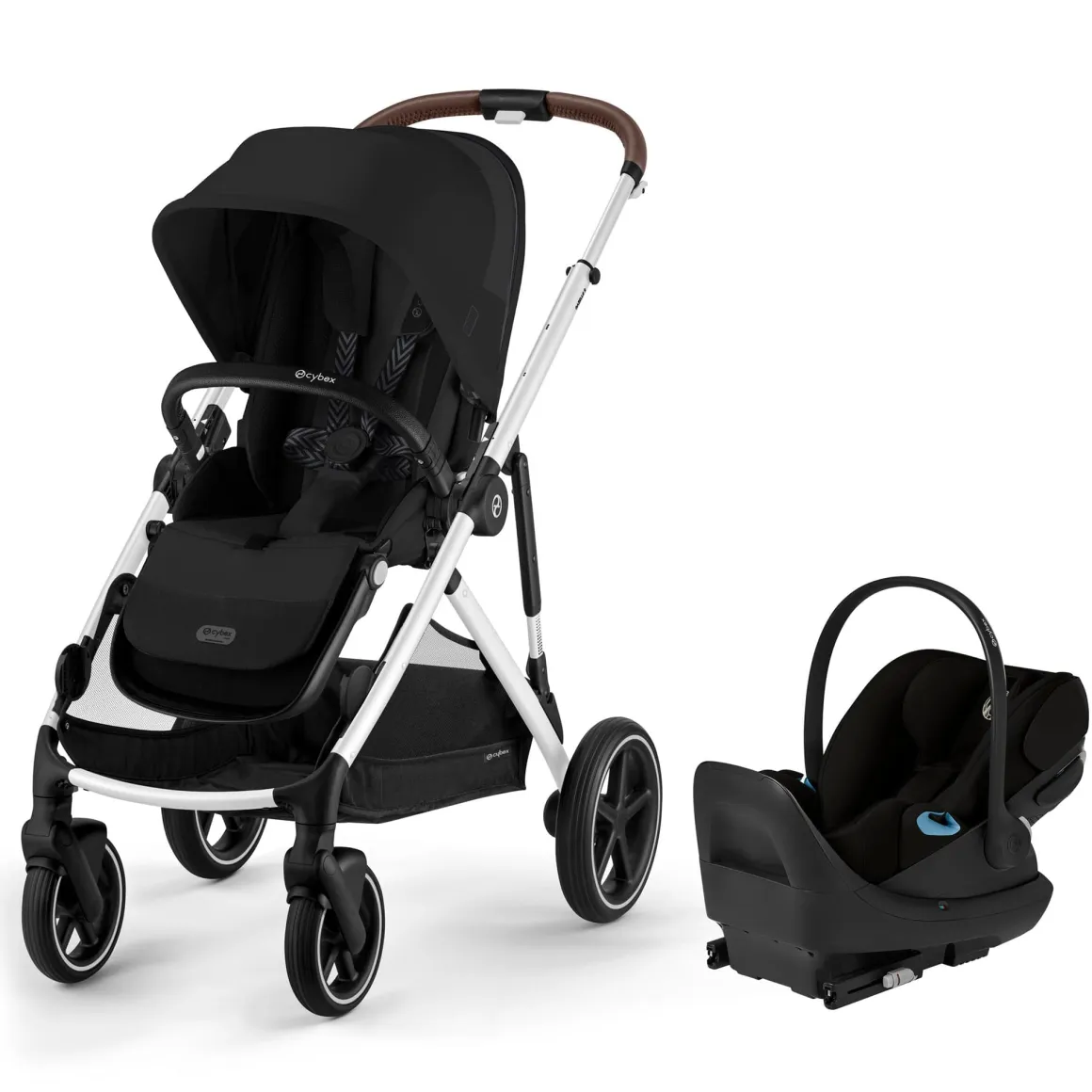 Cybex Gazelle S Stroller + Cloud G Pro Travel System Bundle - Silver Frame / Moon Black