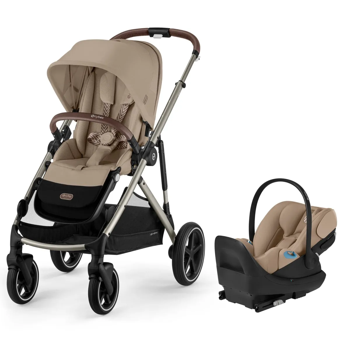 Cybex Gazelle S Stroller + Cloud G Pro Travel System Bundle - Taupe Frame / Almond Beige