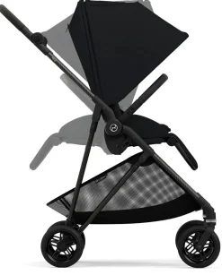 Cybex Melio Carbon 3 Compact Stroller + Melio Cot 3 Bundle - Moon Black