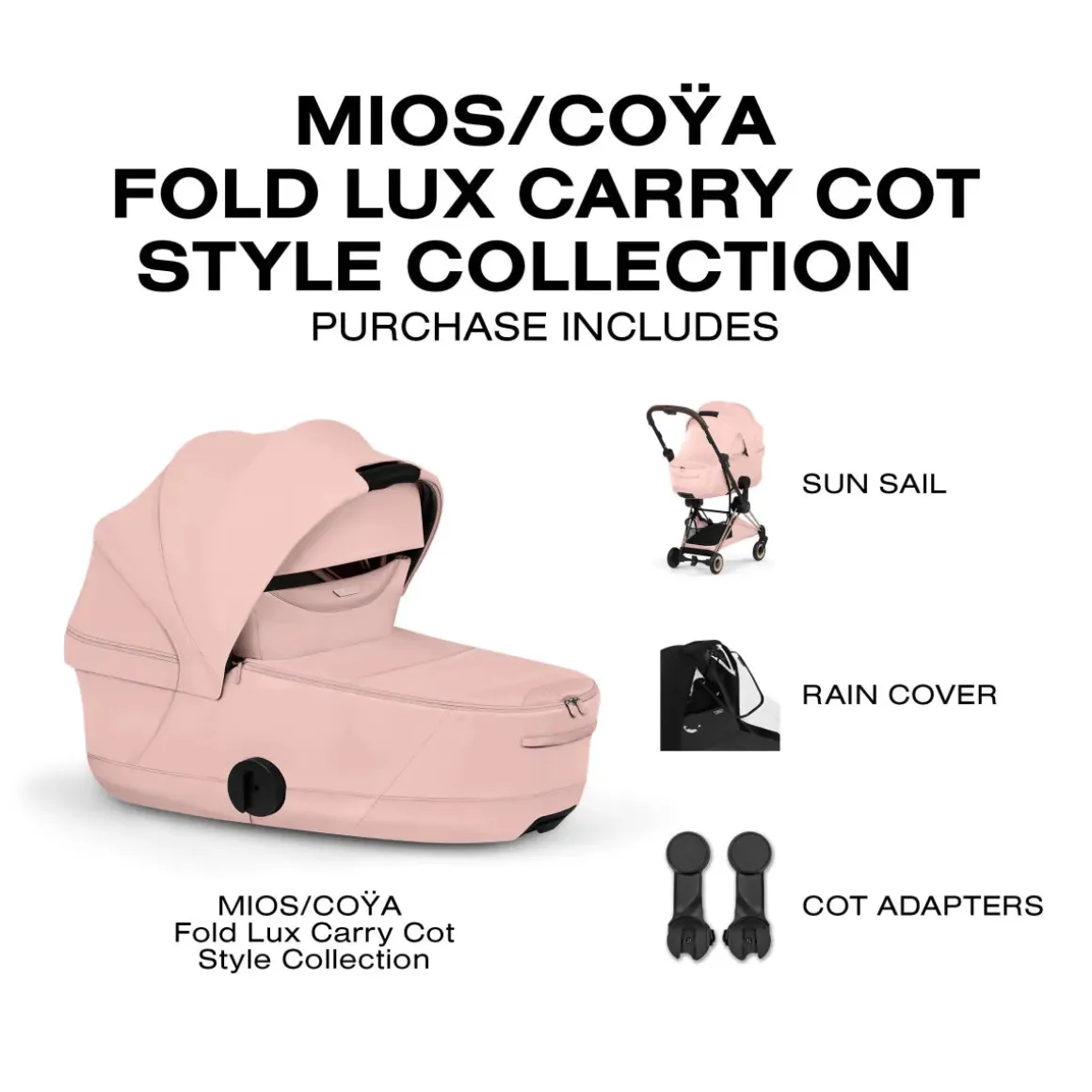 Cybex Mios / Coya Fold Lux Carry Cot (2026) - Style Collection - Peach Pink