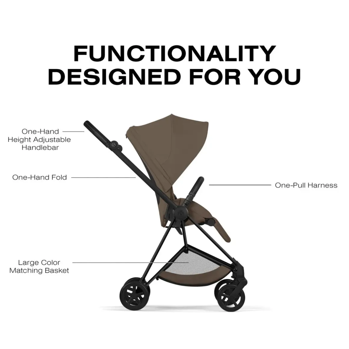 Cybex Mios Stroller (2026) - Matte Black Frame / Coconut Brown Lux Seat