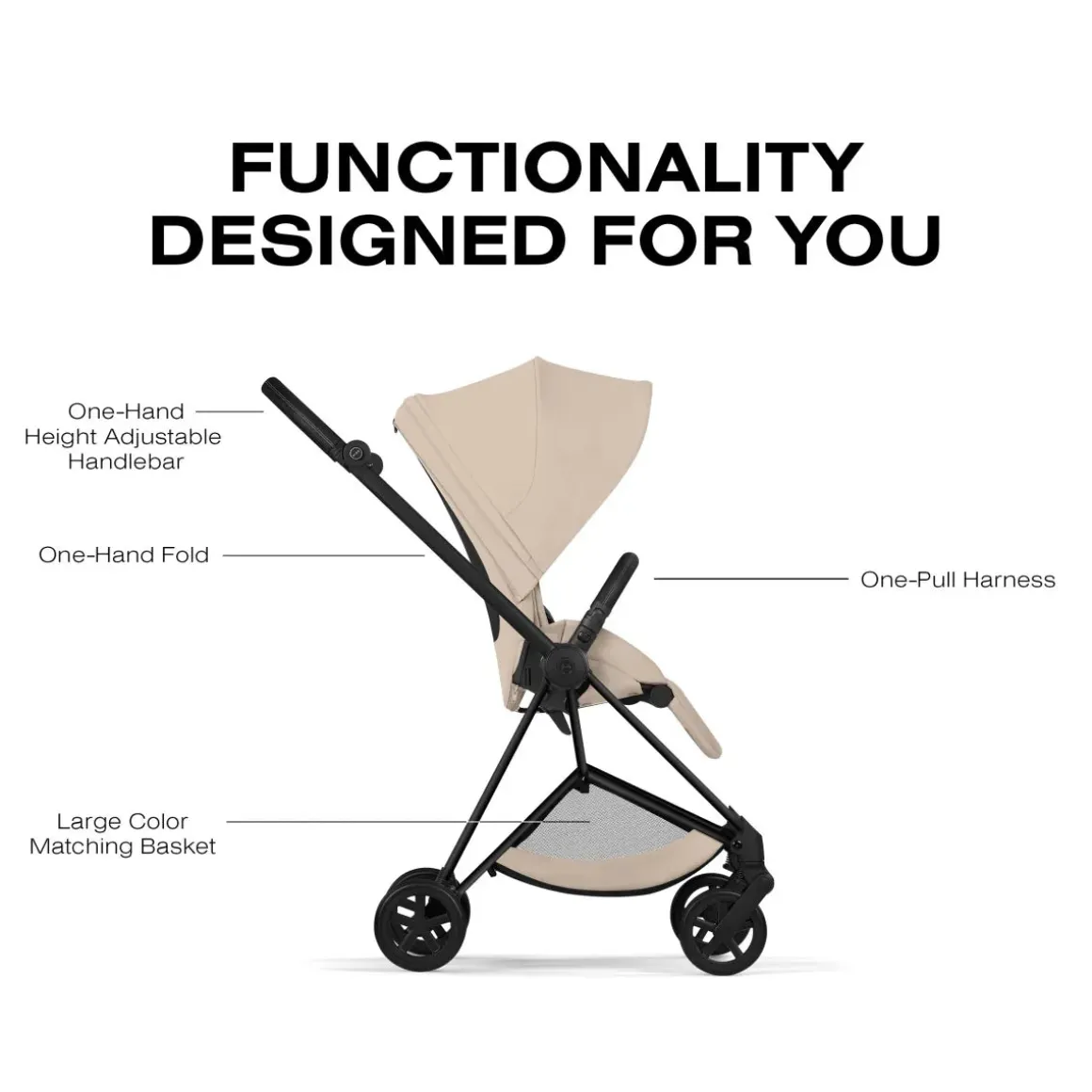 Cybex Mios Stroller (2026) - Matte Black Frame / Cozy Beige Lux Seat