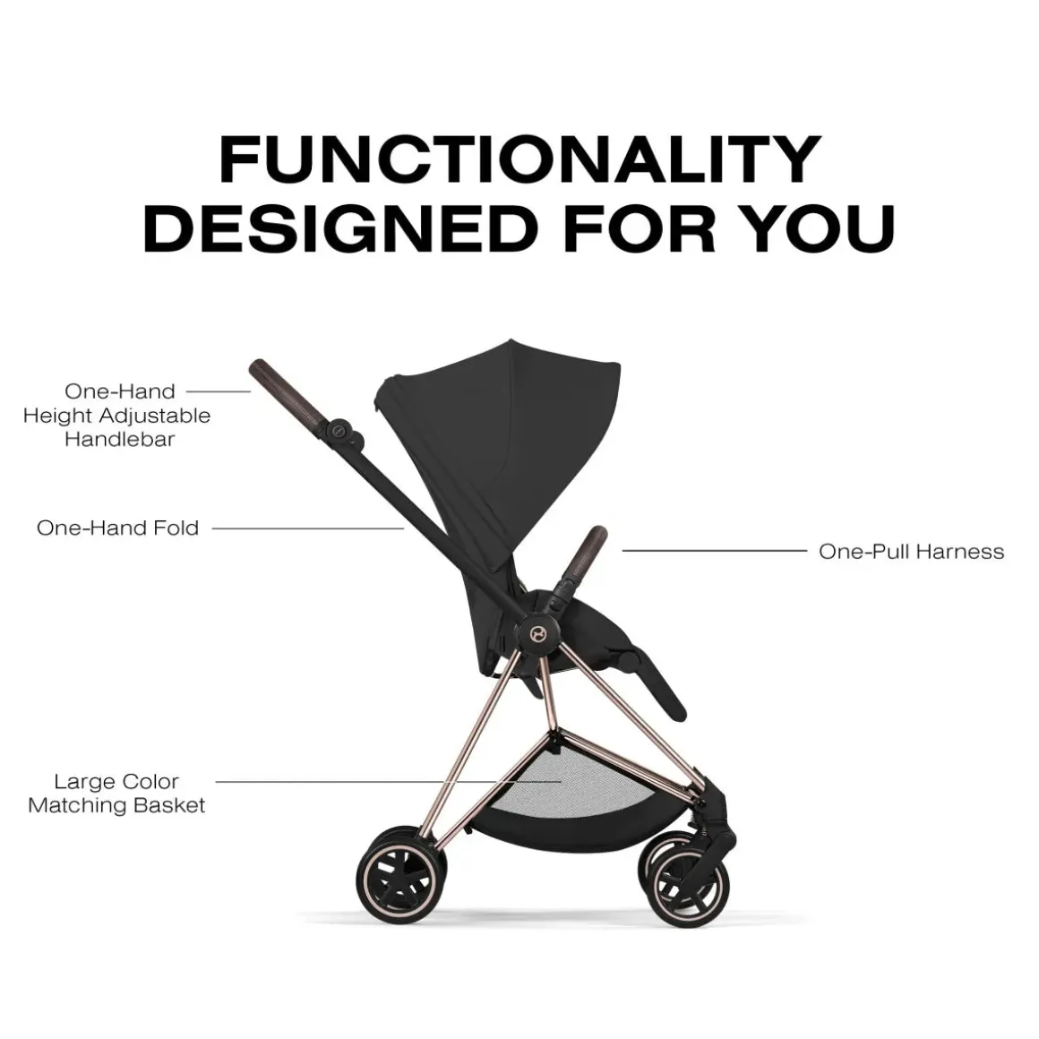 Cybex Mios Stroller (2026) - Rose Gold Frame / Sepia Black Lux Seat