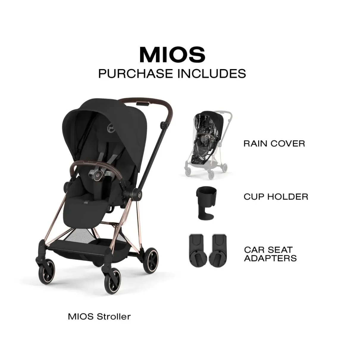 Cybex Mios Stroller (2026) - Rose Gold Frame / Sepia Black Lux Seat